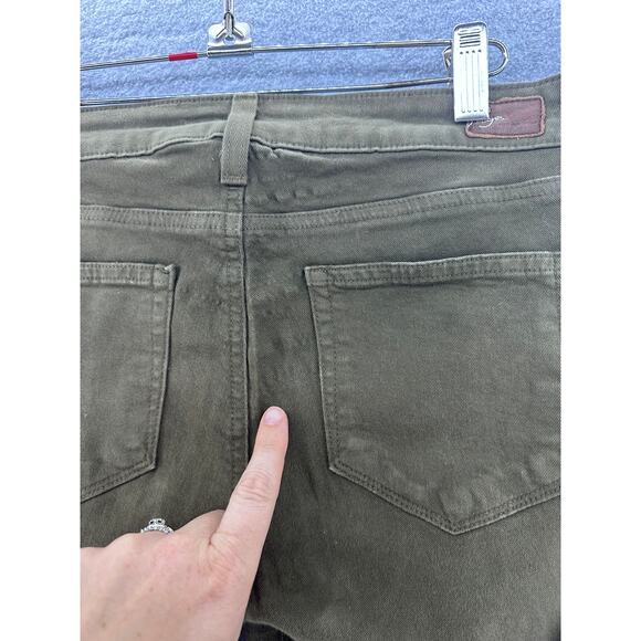 Paige Denim Women's sz 30 Peg Skinny Olive Green Pants Long 31.5" inseam - Picture 5 of 10